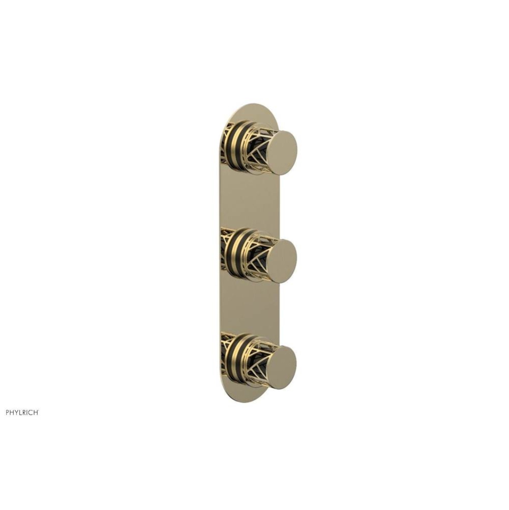Polished Brass Uncoated (Living Finish) Jolie Oval Thermostatic Trim With Two Volume Controls, Rou