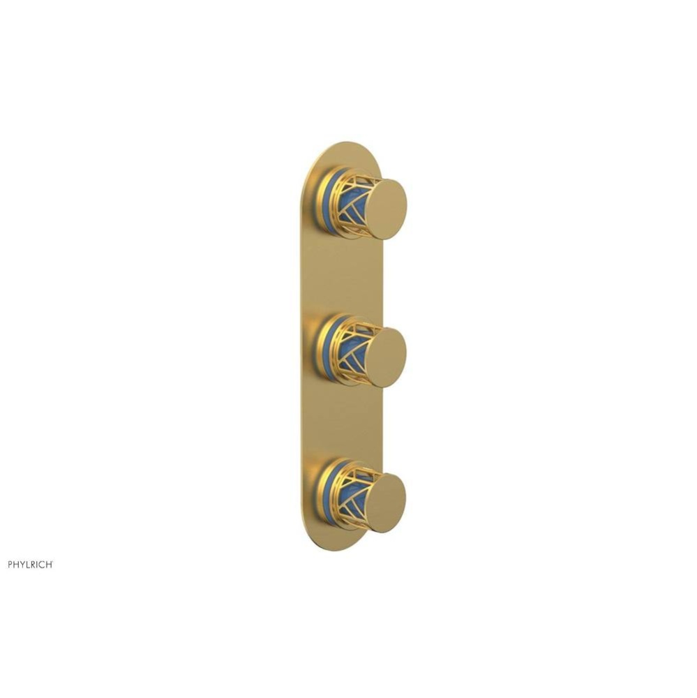 Burnished Gold Jolie Oval Thermostatic Trim With Two Volume Controls, Round Cutaway Handles, And L