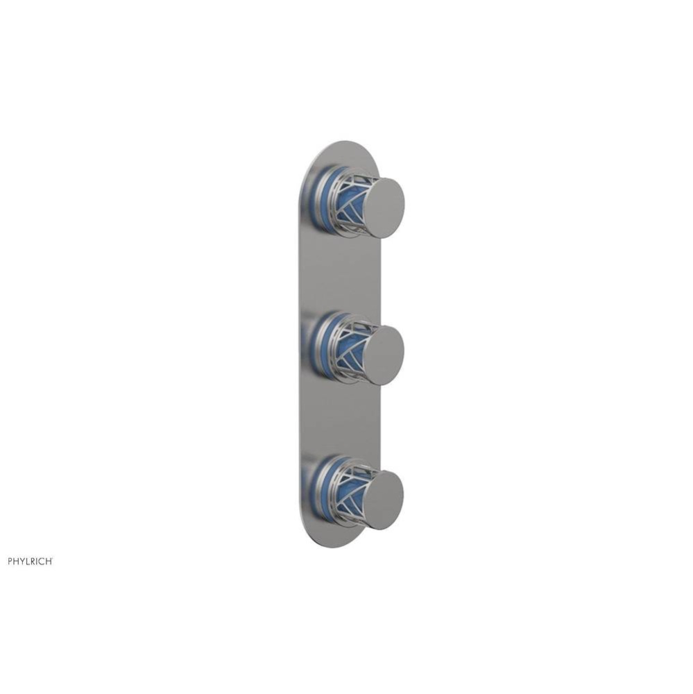 Satin Chrome Jolie Oval Thermostatic Trim With Two Volume Controls, Round Cutaway Handles, And Lig