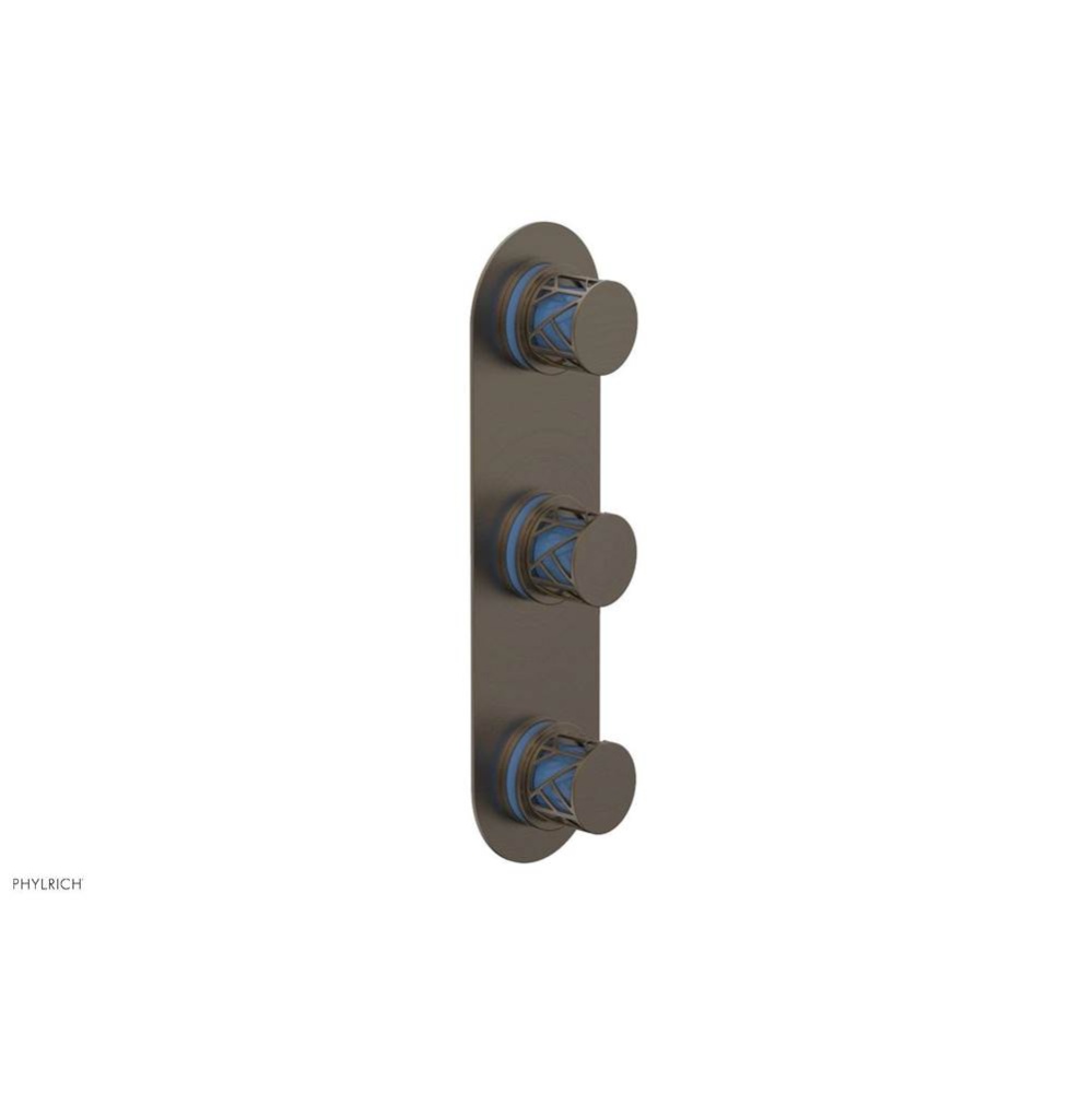 Old English Brass Jolie Oval Thermostatic Trim With Two Volume Controls, Round Cutaway Handles, An