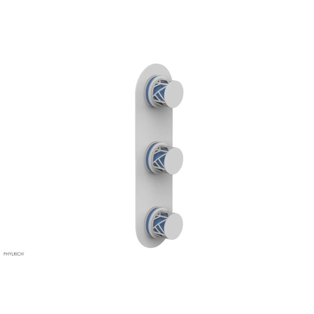 Satin White Jolie Oval Thermostatic Trim With Two Volume Controls, Round Cutaway Handles, And Ligh