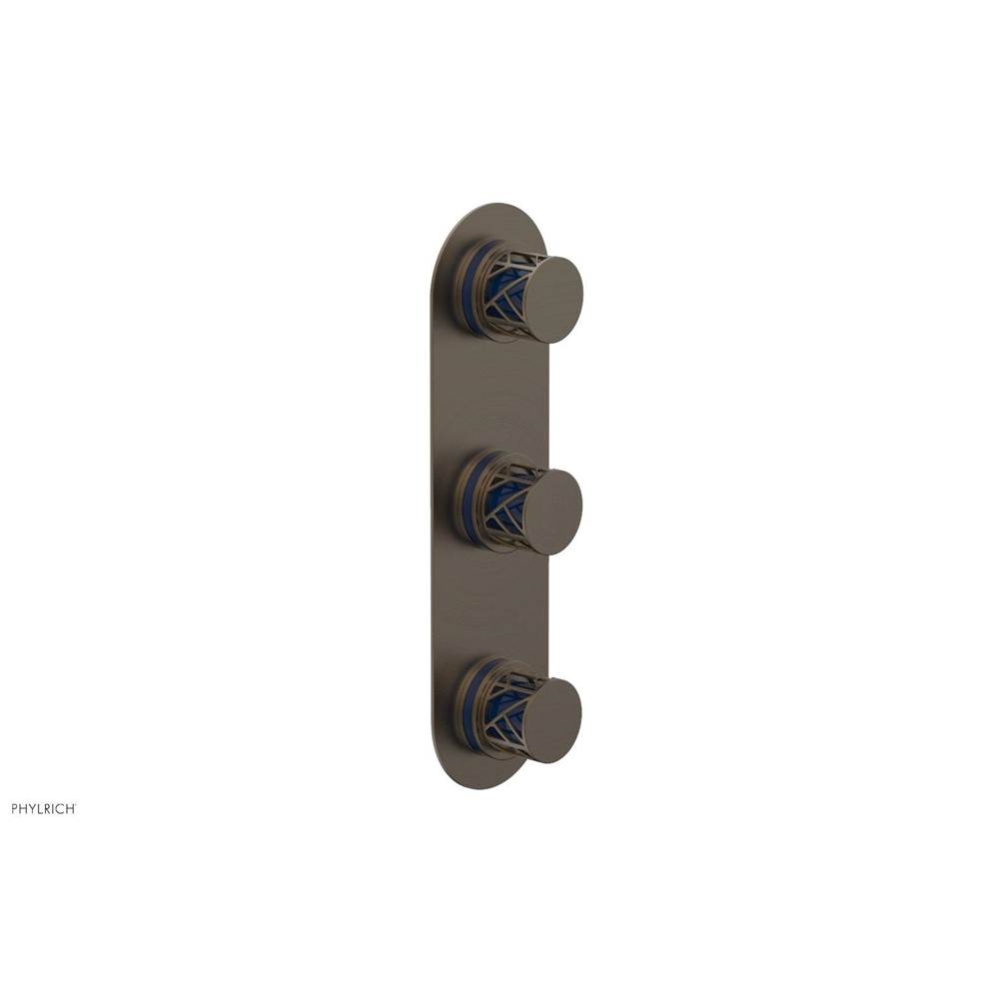 Old English Brass Jolie Oval Thermostatic Trim With Two Volume Controls, Round Cutaway Handles, An