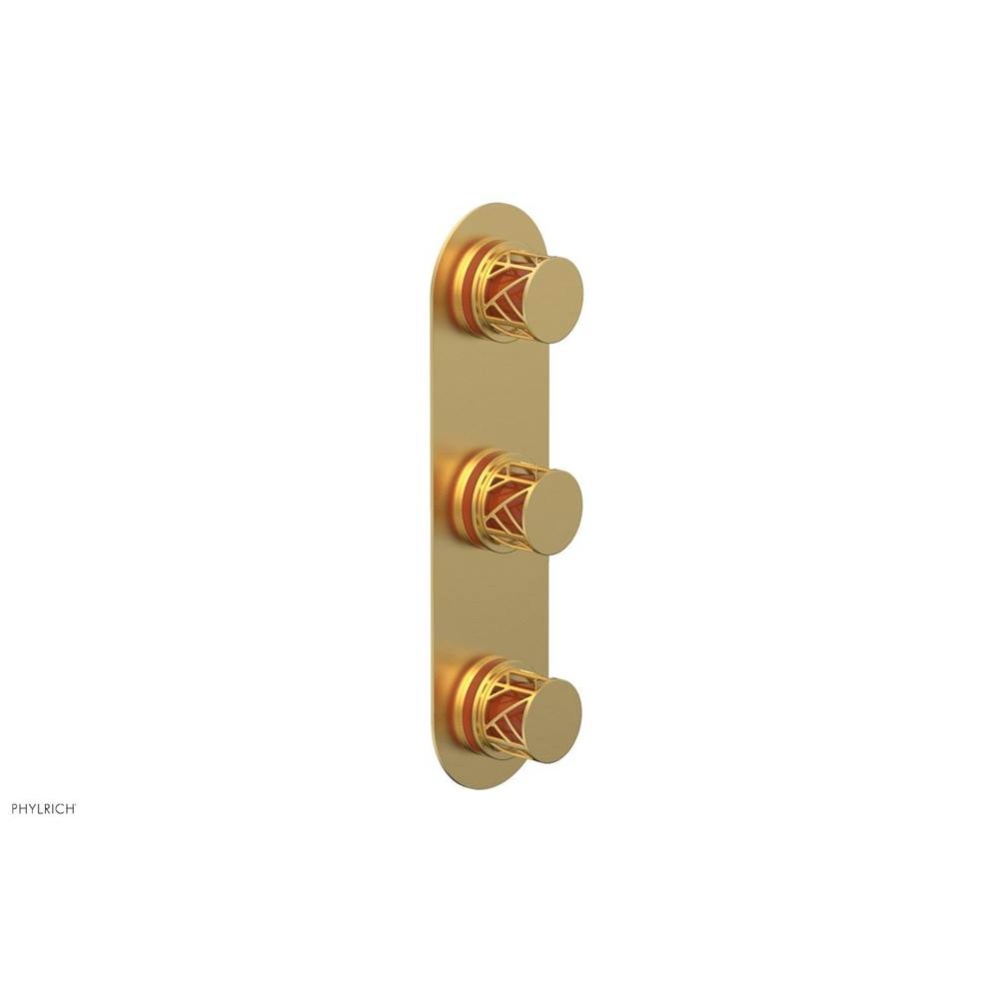 Burnished Gold Jolie Oval Thermostatic Trim With Two Volume Controls, Round Cutaway Handles, And O