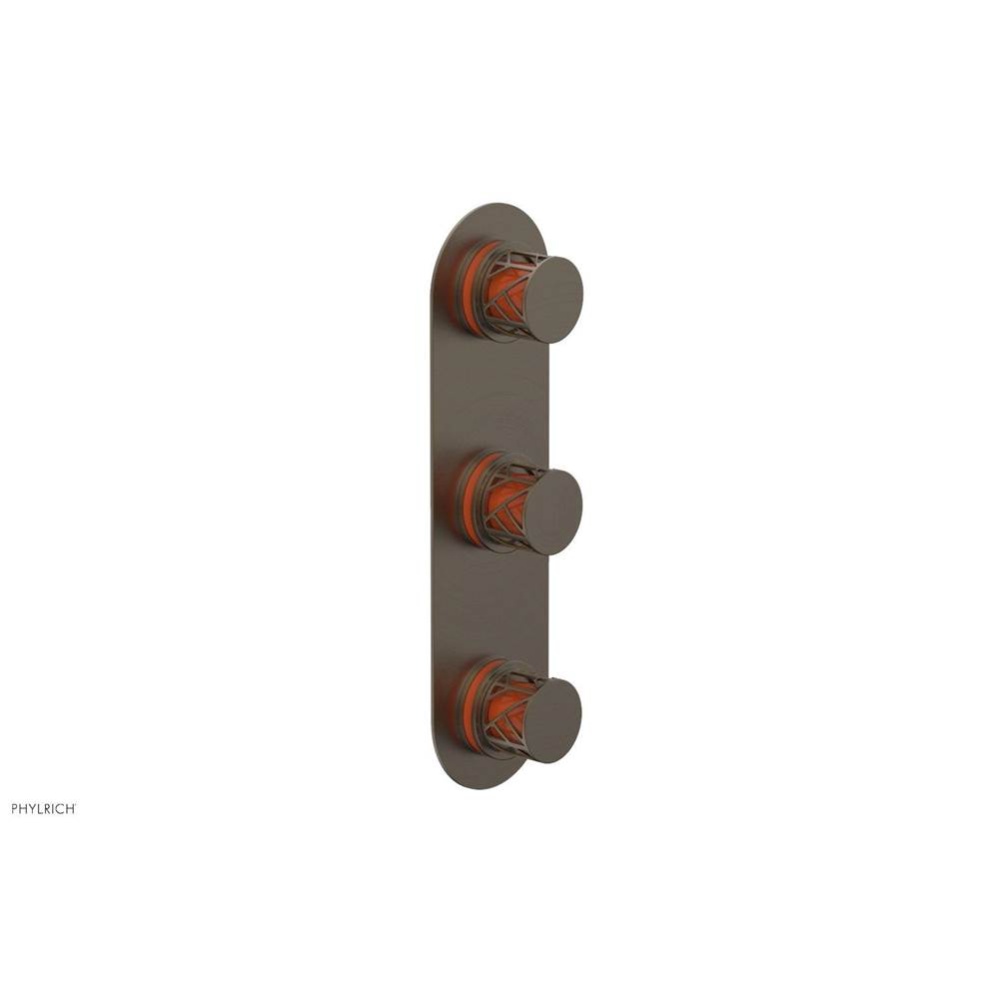 Old English Brass Jolie Oval Thermostatic Trim With Two Volume Controls, Round Cutaway Handles, An