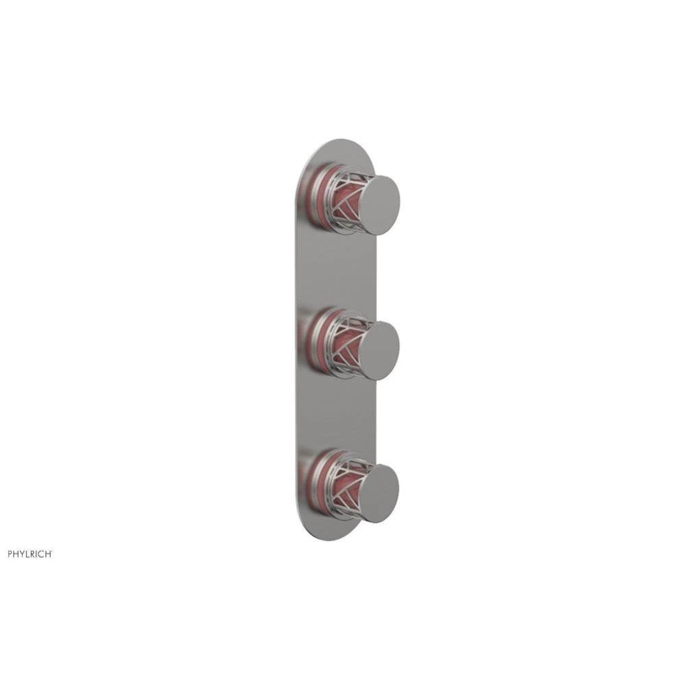 Satin Chrome Jolie Oval Thermostatic Trim With Two Volume Controls, Round Cutaway Handles, And Pin