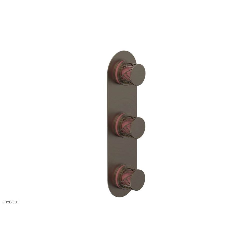 Old English Brass Jolie Oval Thermostatic Trim With Two Volume Controls, Round Cutaway Handles, An