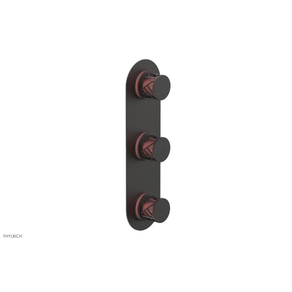 Oil Rubbed Bronze Jolie Oval Thermostatic Trim With Two Volume Controls, Round Cutaway Handles, An