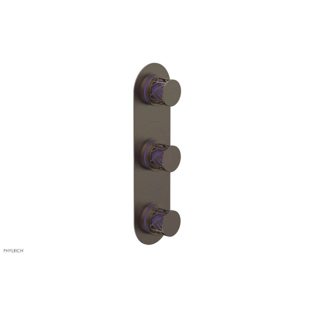 Old English Brass Jolie Oval Thermostatic Trim With Two Volume Controls, Round Cutaway Handles, An