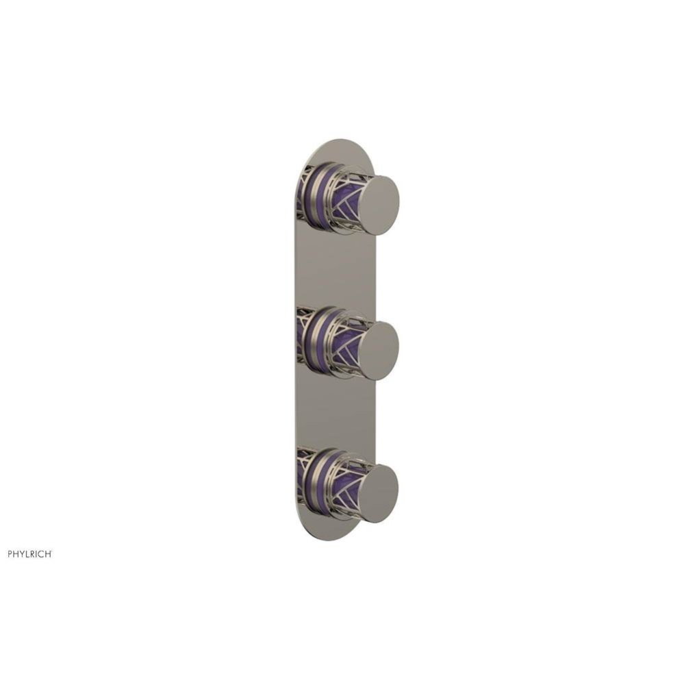 Polished Nickel Jolie Oval Thermostatic Trim With Two Volume Controls, Round Cutaway Handles, And