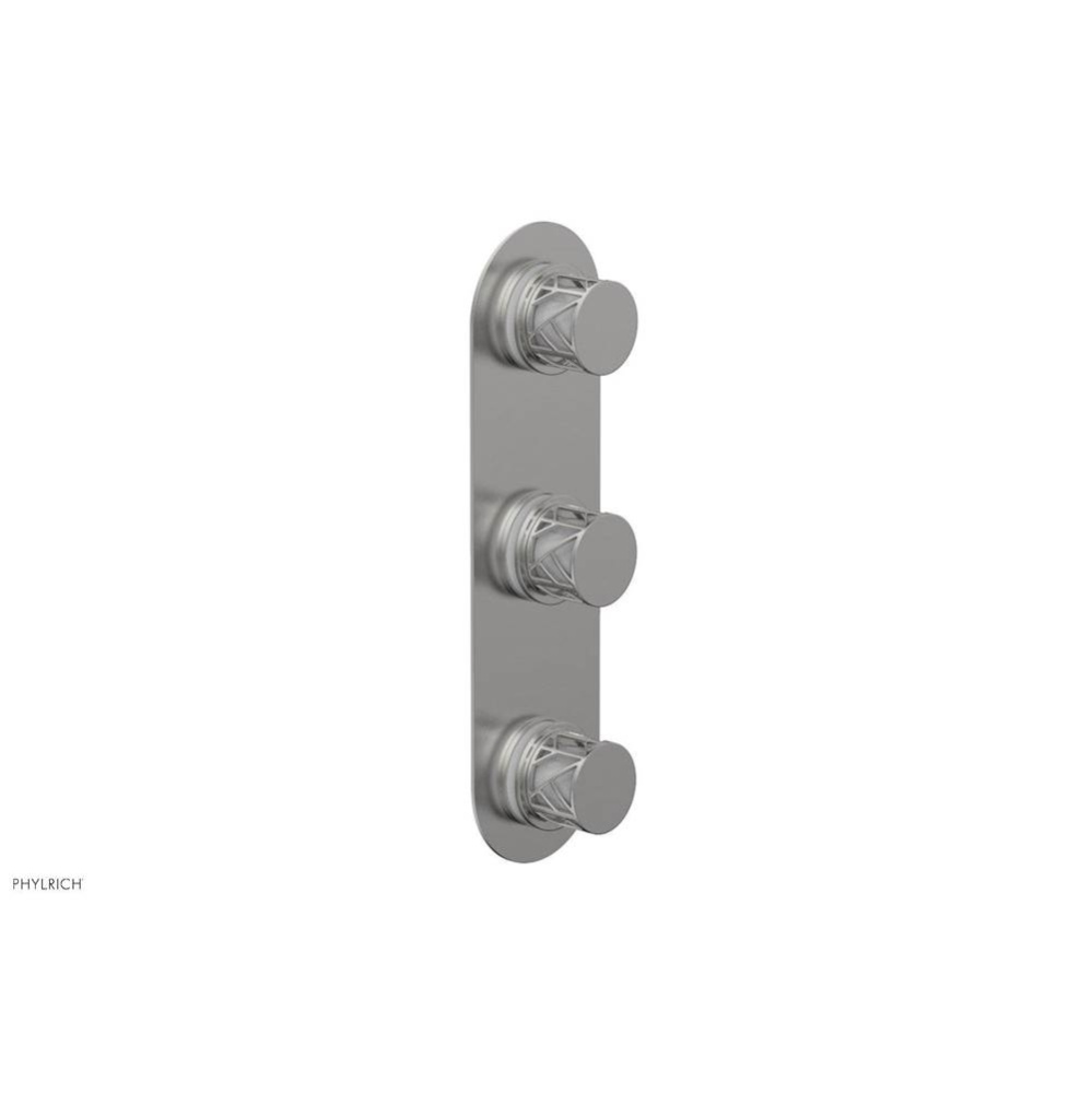 Satin Chrome Jolie Oval Thermostatic Trim With Two Volume Controls, Round Cutaway Handles, And Glo