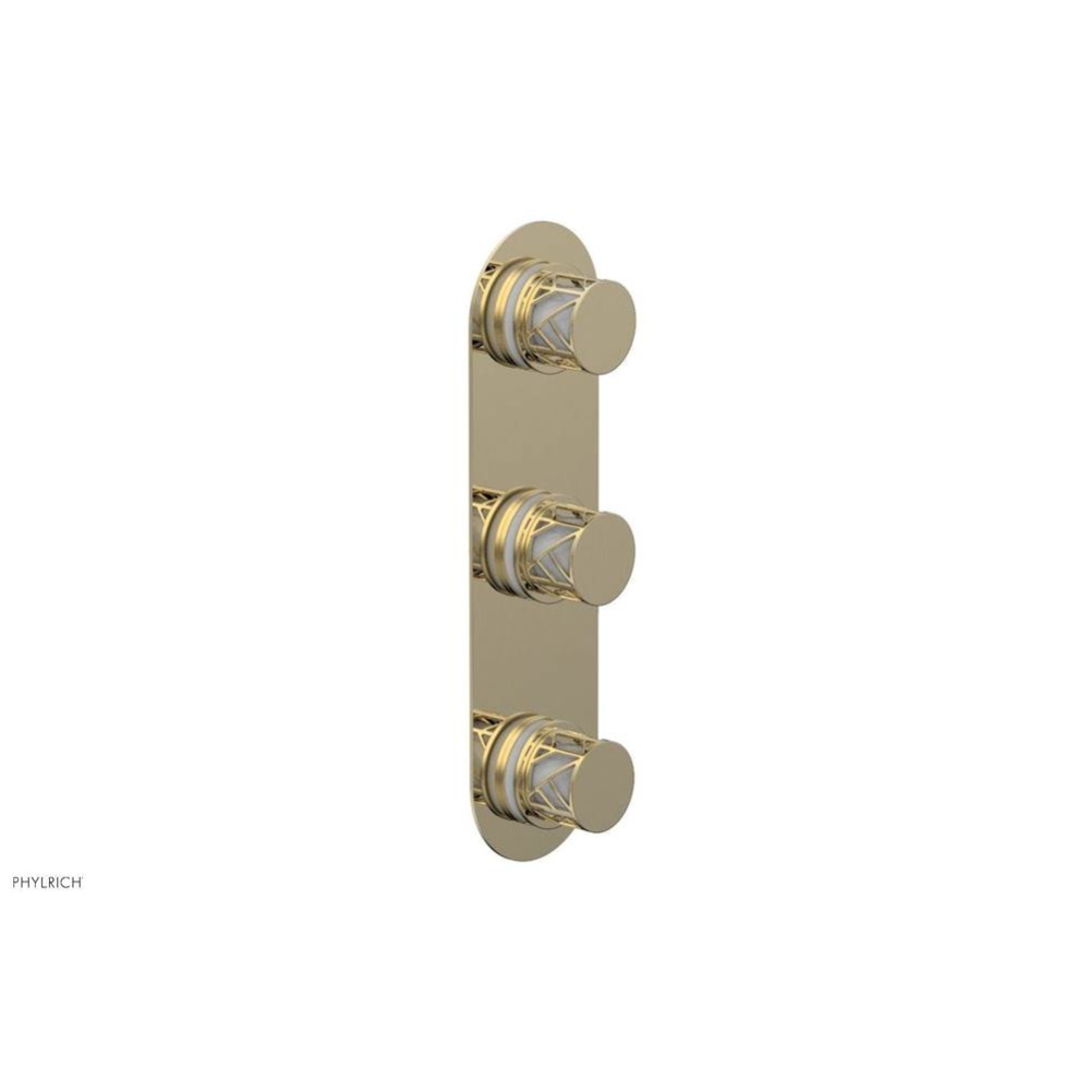 Polished Brass Uncoated (Living Finish) Jolie Oval Thermostatic Trim With Two Volume Controls, Rou