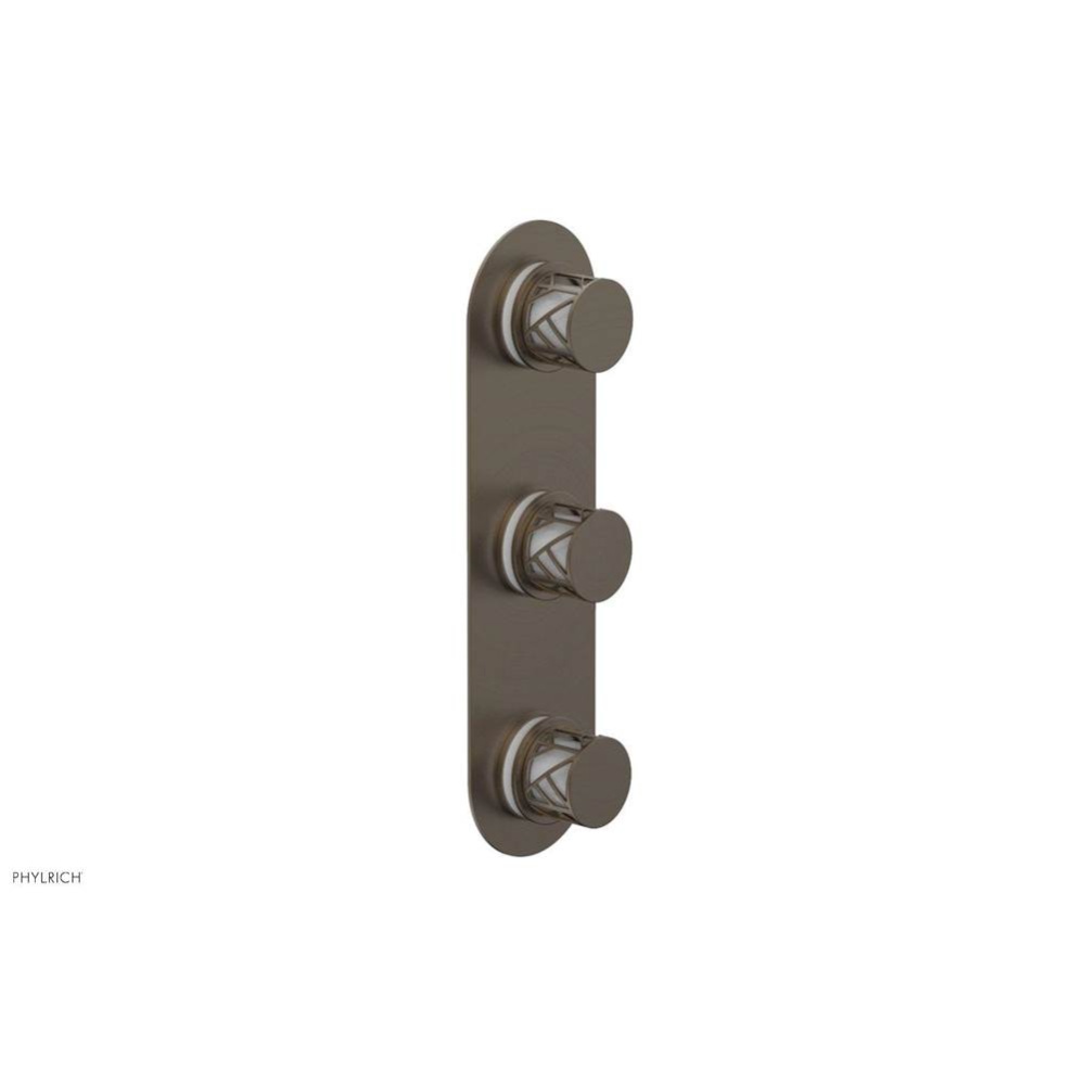 Old English Brass Jolie Oval Thermostatic Trim With Two Volume Controls, Round Cutaway Handles, An