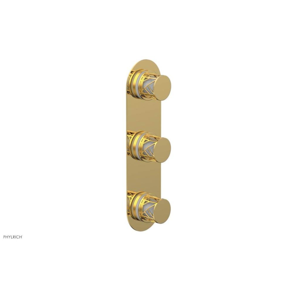 Polished Gold Jolie Oval Thermostatic Trim With Two Volume Controls, Round Cutaway Handles, And Gl