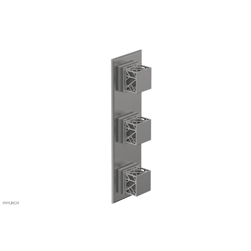 Satin Chrome Jolie Oval Thermostatic Trim With Two Volume Controls, Square Cutaway Handles, And Gr