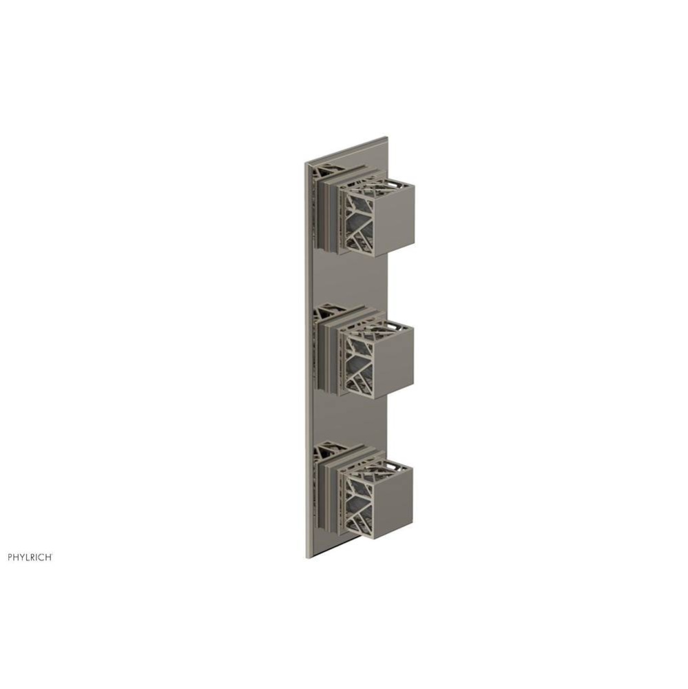 Polished Nickel Jolie Oval Thermostatic Trim With Two Volume Controls, Square Cutaway Handles, And