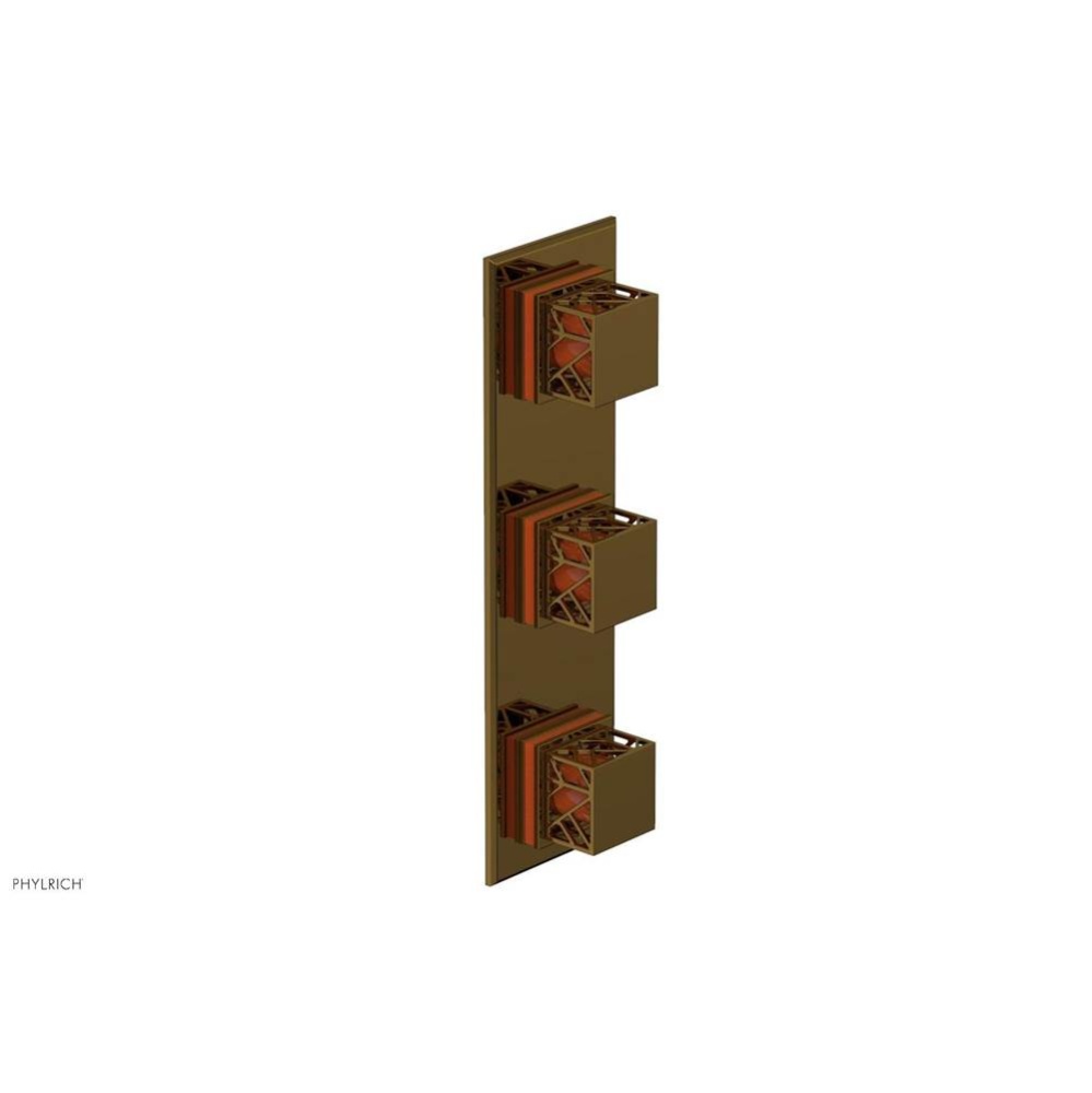 French Brass (Living Finish) Jolie Oval Thermostatic Trim With Two Volume Controls, Square Cutaway
