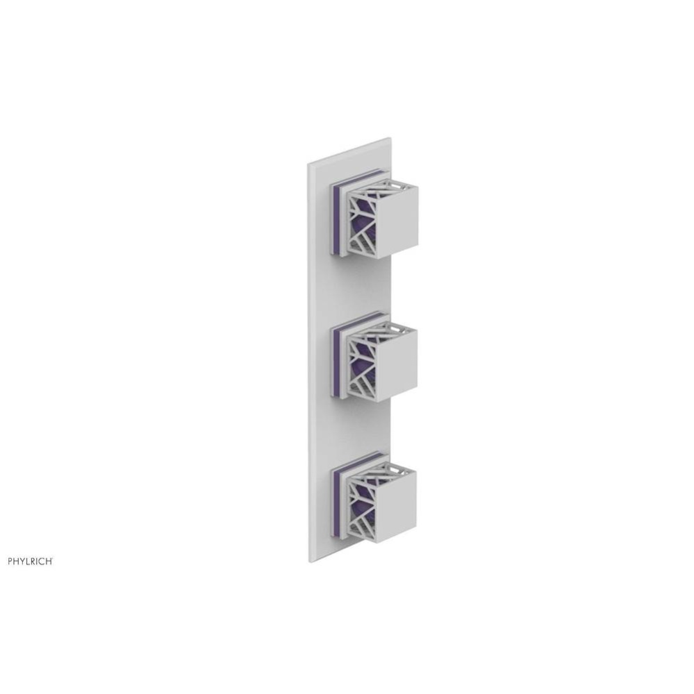 Satin White Jolie Oval Thermostatic Trim With Two Volume Controls, Square Cutaway Handles, And Pur