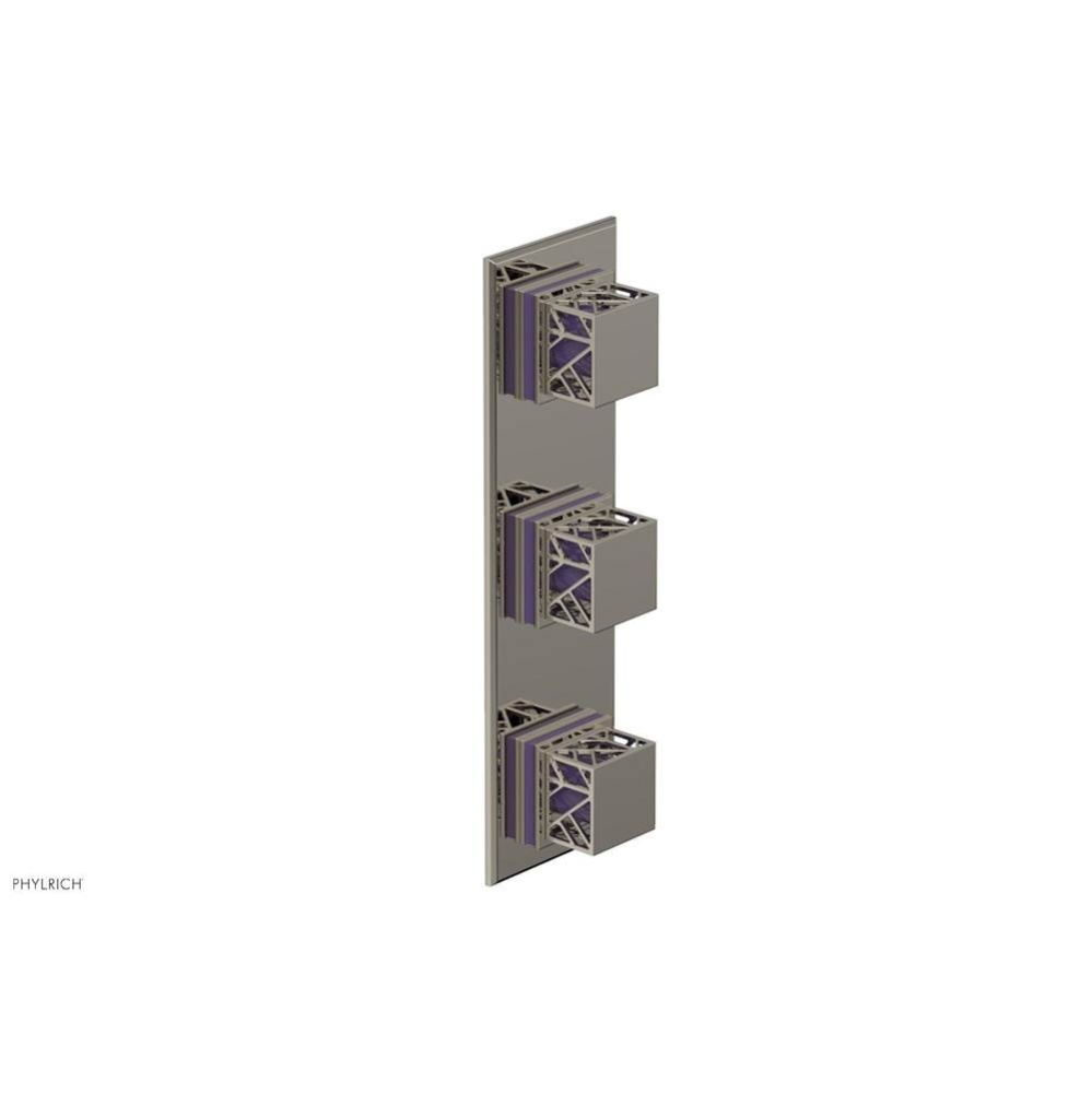 Polished Nickel Jolie Oval Thermostatic Trim With Two Volume Controls, Square Cutaway Handles, And