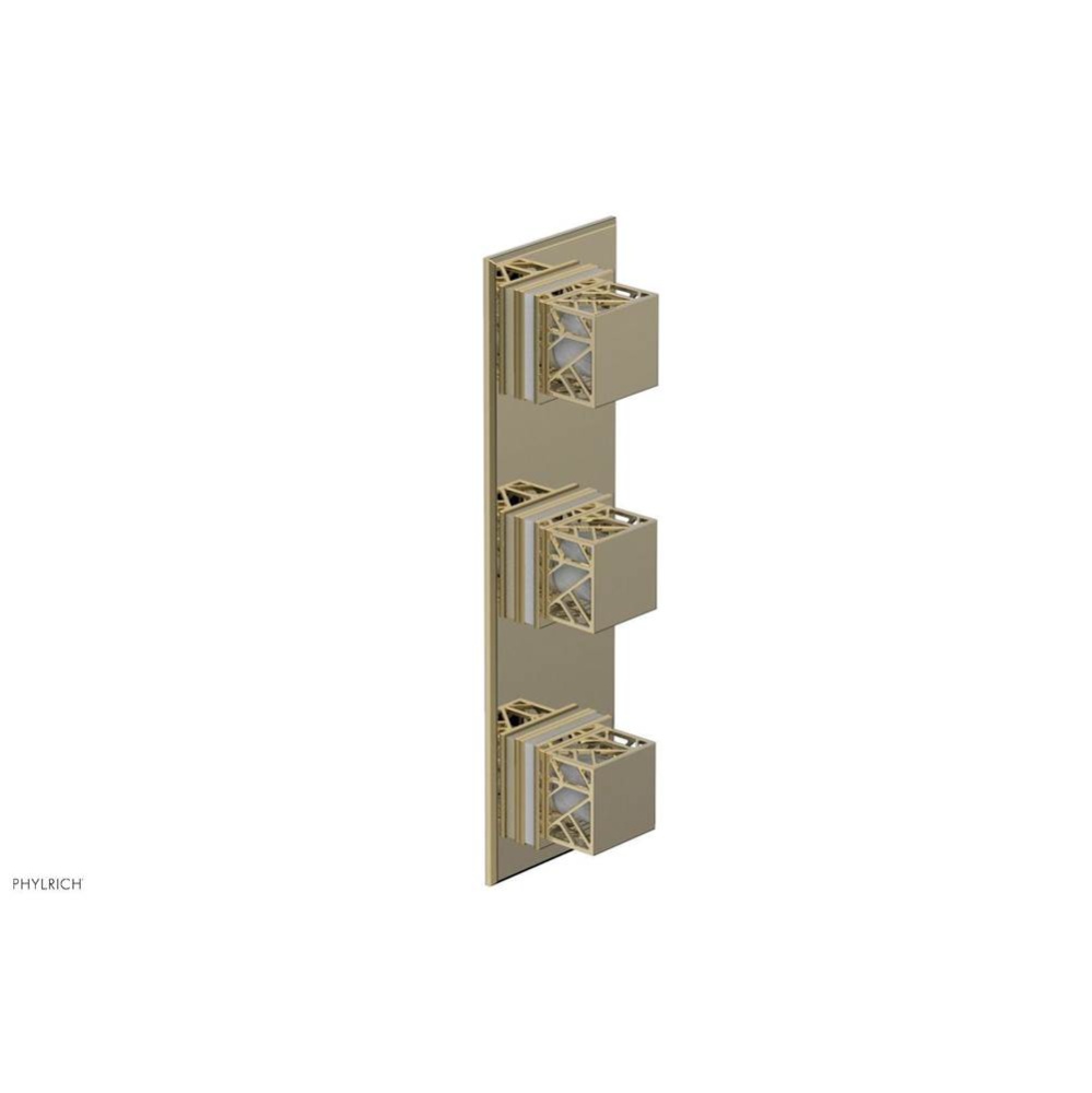 Polished Brass Uncoated (Living Finish) Jolie Oval Thermostatic Trim With Two Volume Controls, Squ