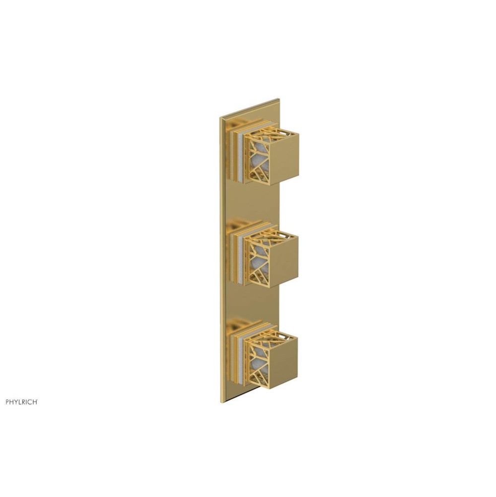 Satin Gold Jolie Oval Thermostatic Trim With Two Volume Controls, Square Cutaway Handles, And Glos