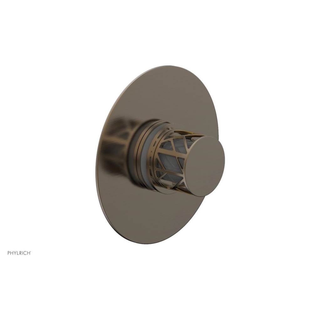 Antique Brass Jolie Round Thermostatic/Pressure Balance Shower Trim With Round Cutaway Handle And