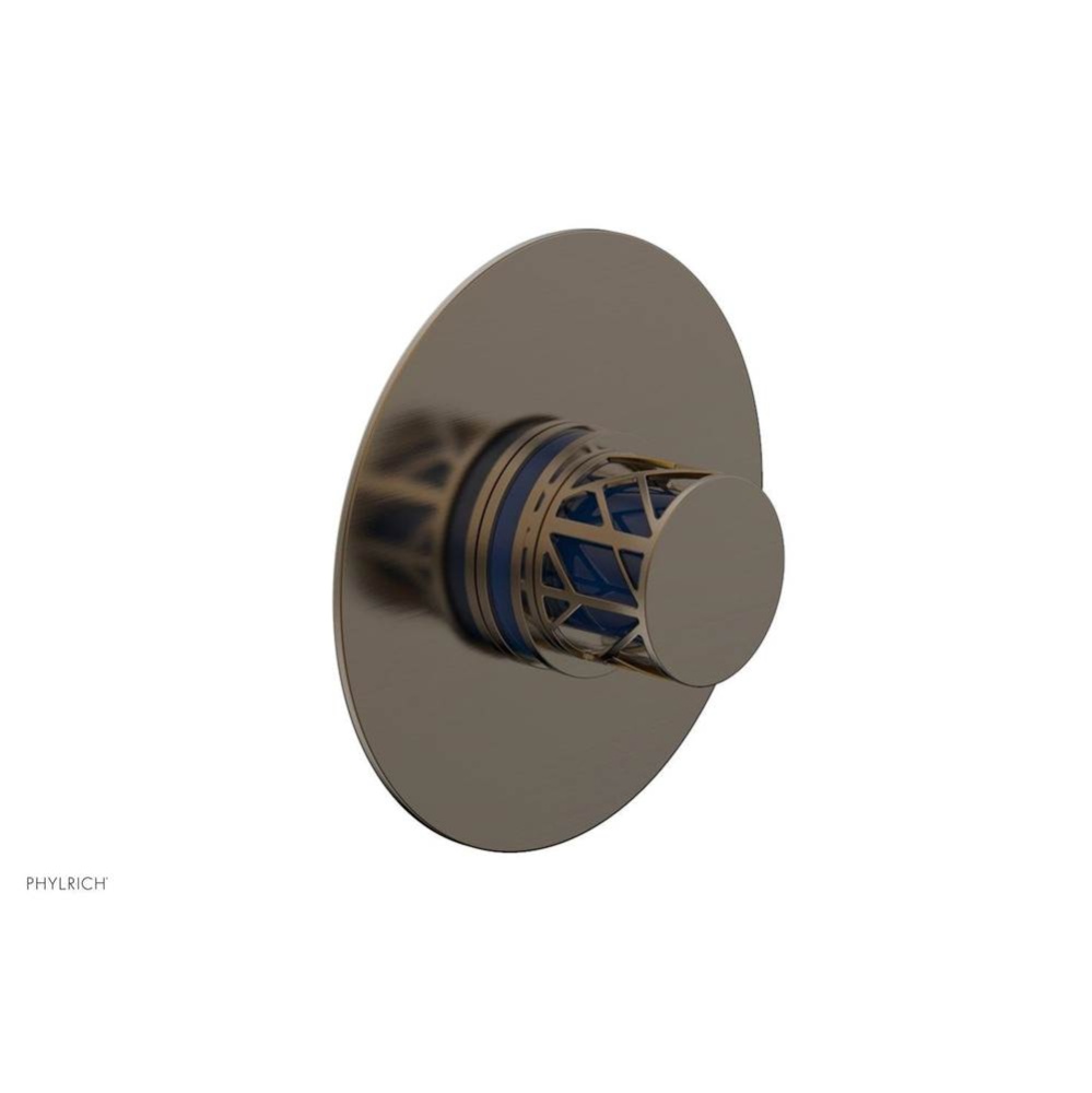 Antique Brass Jolie Round Thermostatic/Pressure Balance Shower Trim With Round Cutaway Handle And