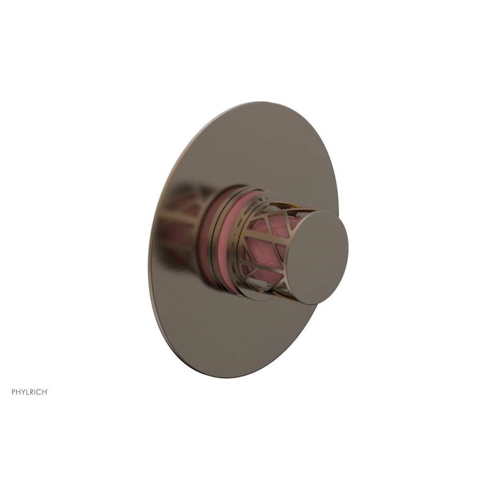 Antique Brass Jolie Round Thermostatic/Pressure Balance Shower Trim With Round Cutaway Handle And