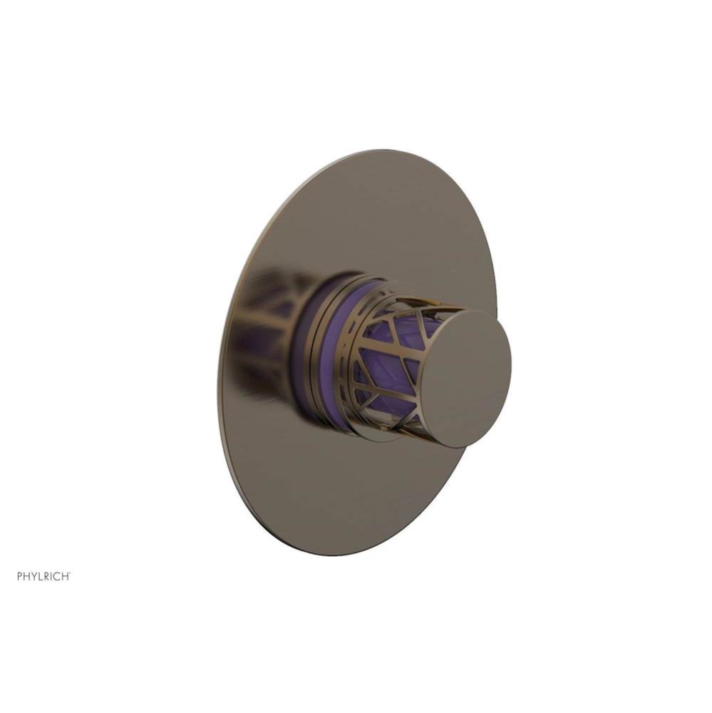 Antique Brass Jolie Round Thermostatic/Pressure Balance Shower Trim With Round Cutaway Handle And