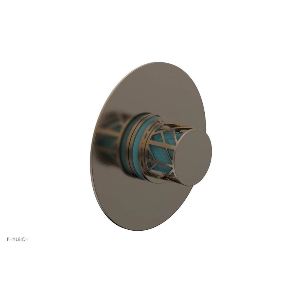 Antique Brass Jolie Round Thermostatic/Pressure Balance Shower Trim With Round Cutaway Handle And