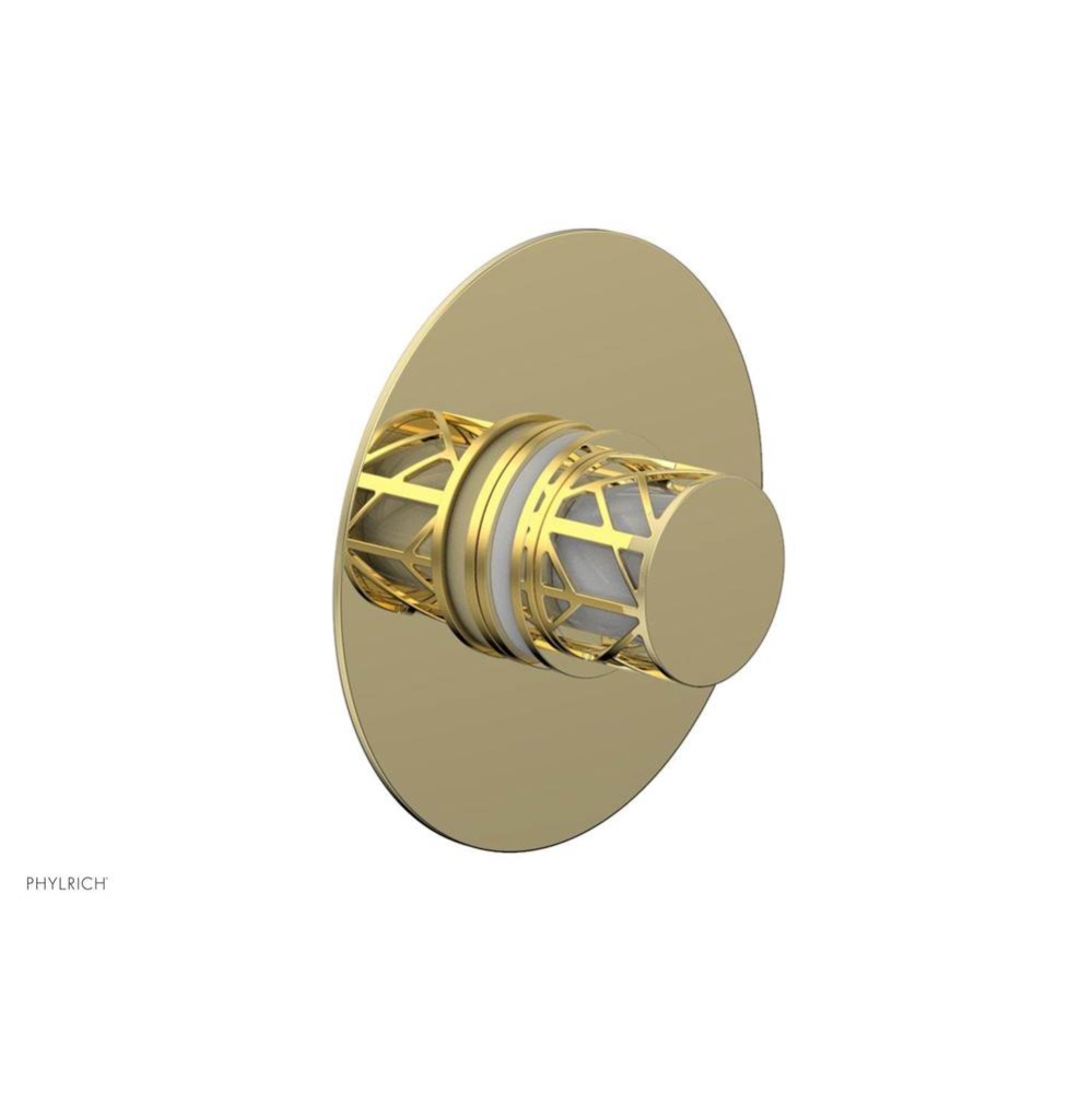 Polished Brass Jolie Round Thermostatic/Pressure Balance Shower Trim With Round Cutaway Handle And