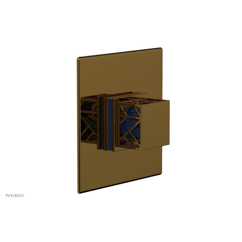 French Brass (Living Finish) Jolie Square Thermostatic/Pressure Balance Shower Trim With Square Cu