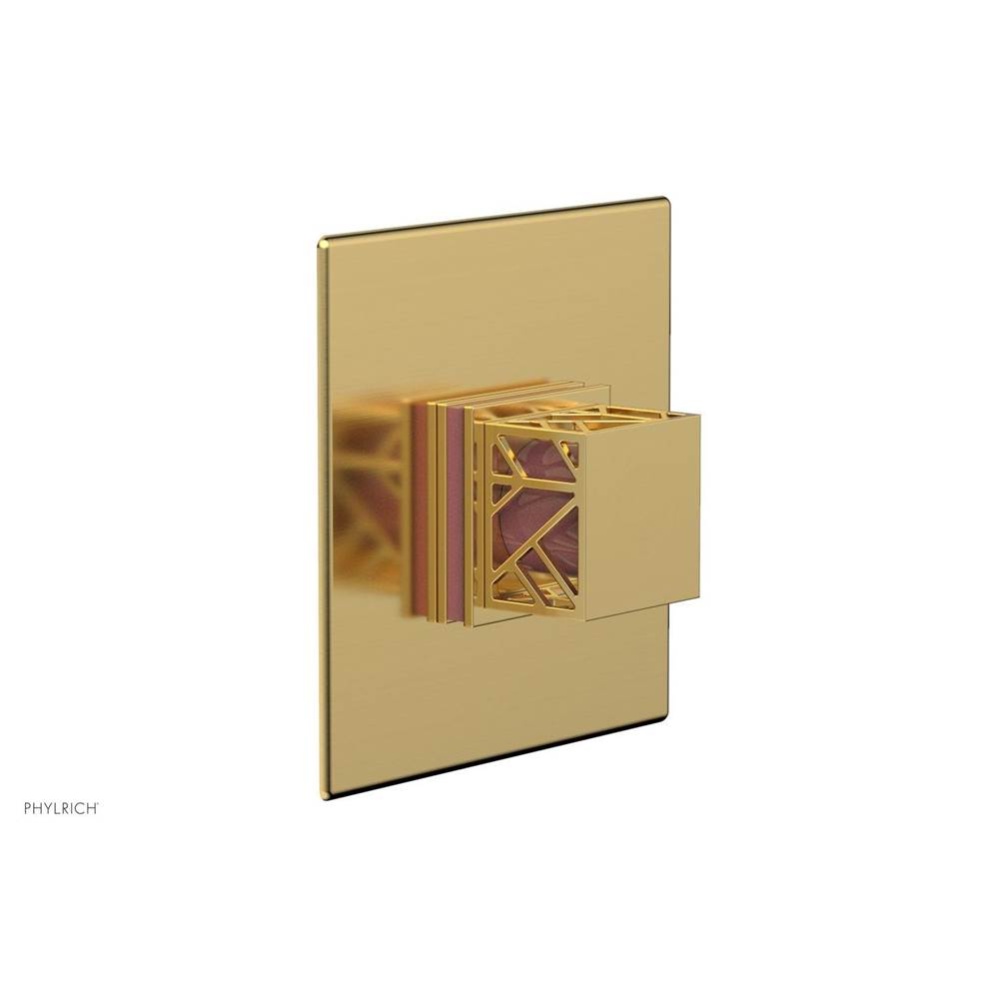 Satin Gold Jolie Square Thermostatic/Pressure Balance Shower Trim With Square Cutaway Handle And P