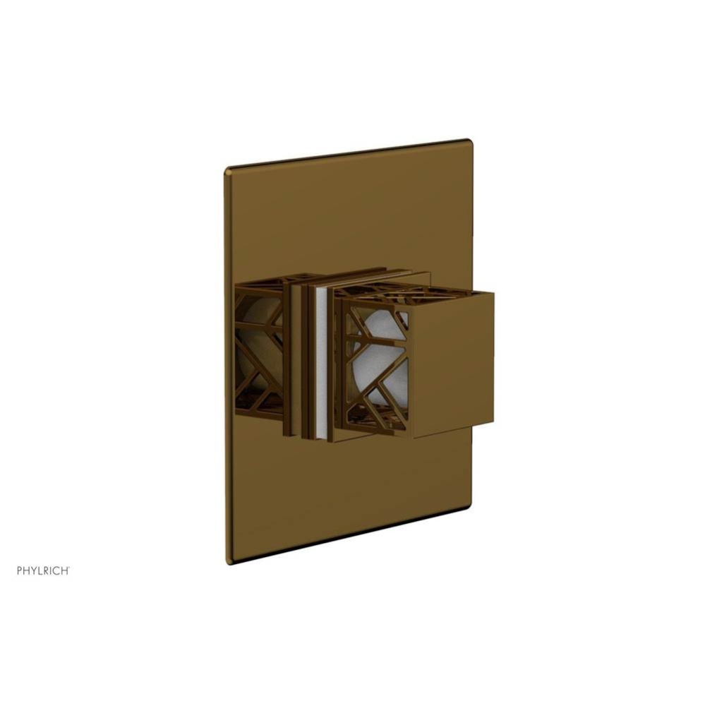 French Brass (Living Finish) Jolie Square Thermostatic/Pressure Balance Shower Trim With Square Cu