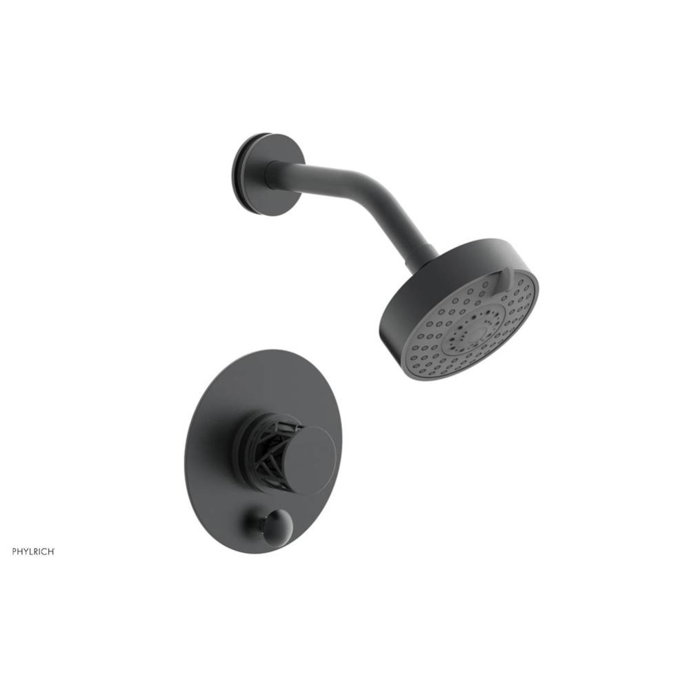 Gunmetal Gray Jolie Pressure Balance Shower Set With Round Diverter Trim, Round Cutaway Handle, An