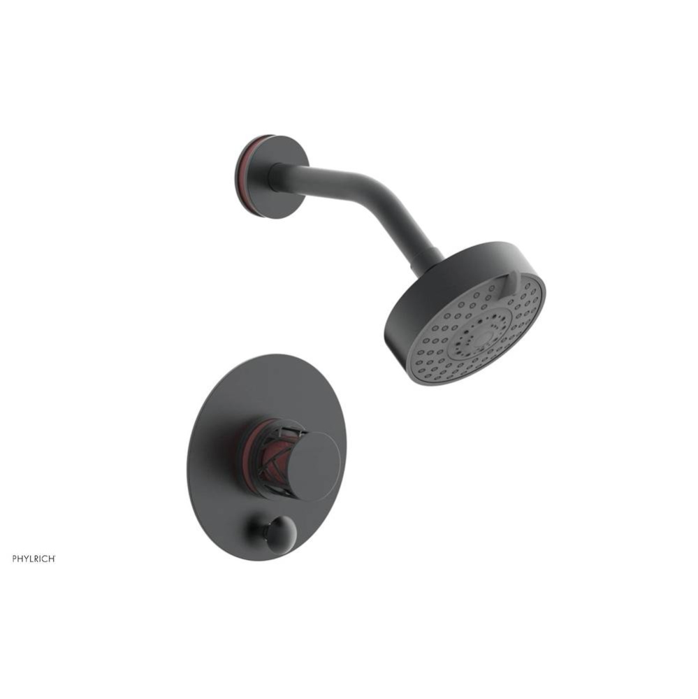 Gunmetal Gray Jolie Pressure Balance Shower Set With Round Diverter Trim, Round Cutaway Handle, An