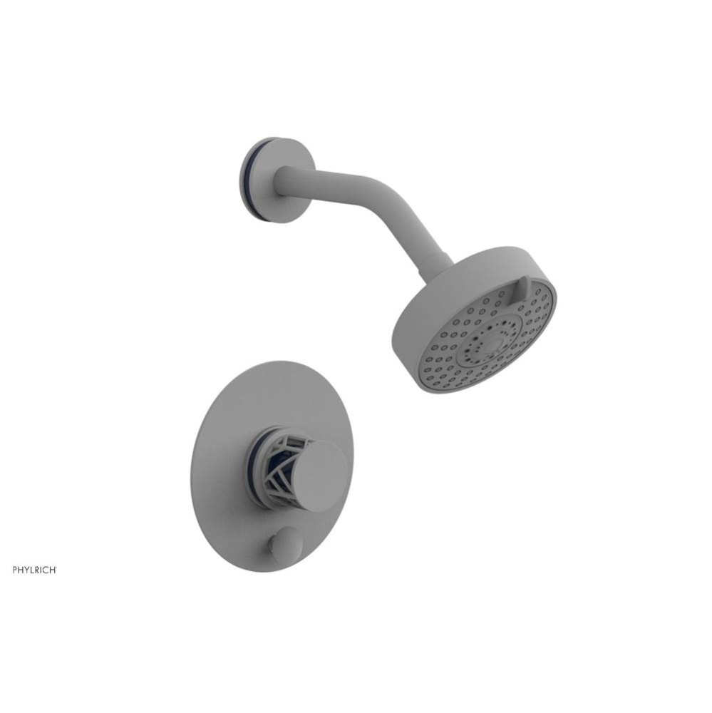 Satin White Jolie Pressure Balance Shower Set With Round Diverter Trim, Round Cutaway Handle, And