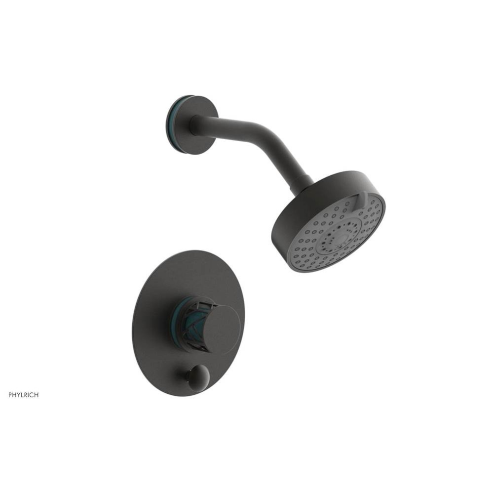 Oil Rubbed Bronze Jolie Pressure Balance Shower Set With Round Diverter Trim, Round Cutaway Handle