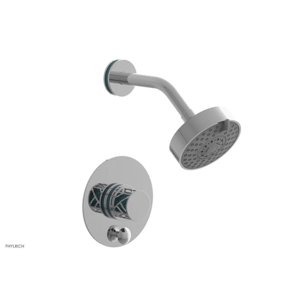 Polished Chrome Jolie Pressure Balance Shower Set With Round Diverter Trim, Round Cutaway Handle,
