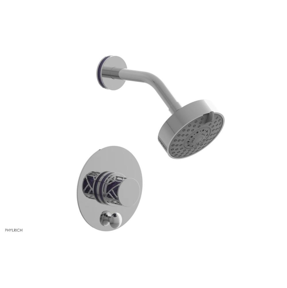 Polished Chrome Jolie Pressure Balance Shower Set With Round Diverter Trim, Round Cutaway Handle,