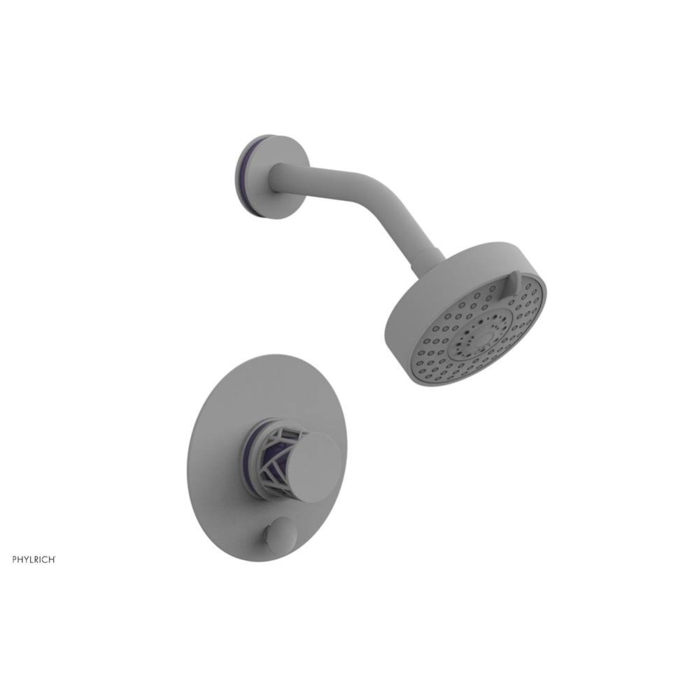 Satin White Jolie Pressure Balance Shower Set With Round Diverter Trim, Round Cutaway Handle, And