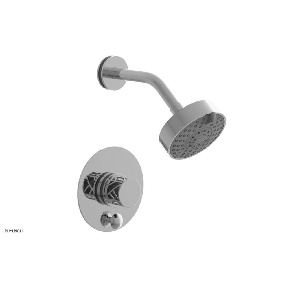 Polished Chrome Jolie Pressure Balance Shower Set With Round Diverter Trim, Round Cutaway Handle,