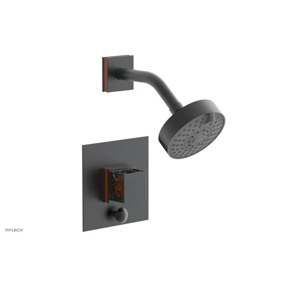 Gunmetal Gray Jolie Pressure Balance Shower Set With Square Diverter Trim, Square Cutaway Handle,