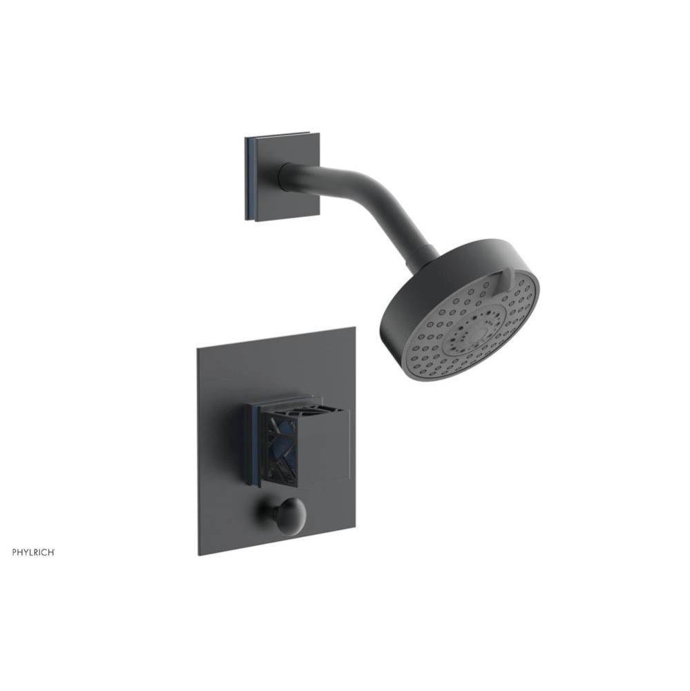 Gunmetal Gray Jolie Pressure Balance Shower Set With Square Diverter Trim, Square Cutaway Handle,