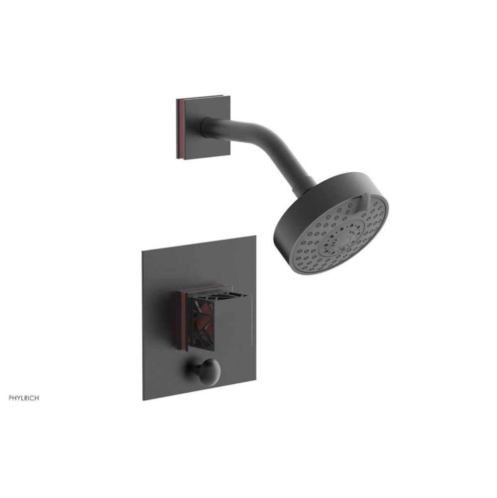 Gunmetal Gray Jolie Pressure Balance Shower Set With Square Diverter Trim, Square Cutaway Handle,
