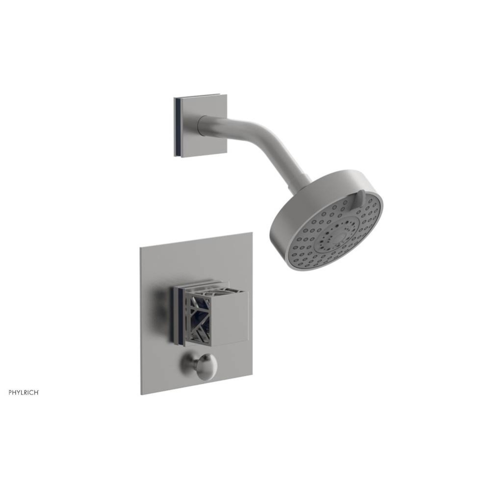 Satin Chrome Jolie Pressure Balance Shower Set With Square Diverter Trim, Square Cutaway Handle, A