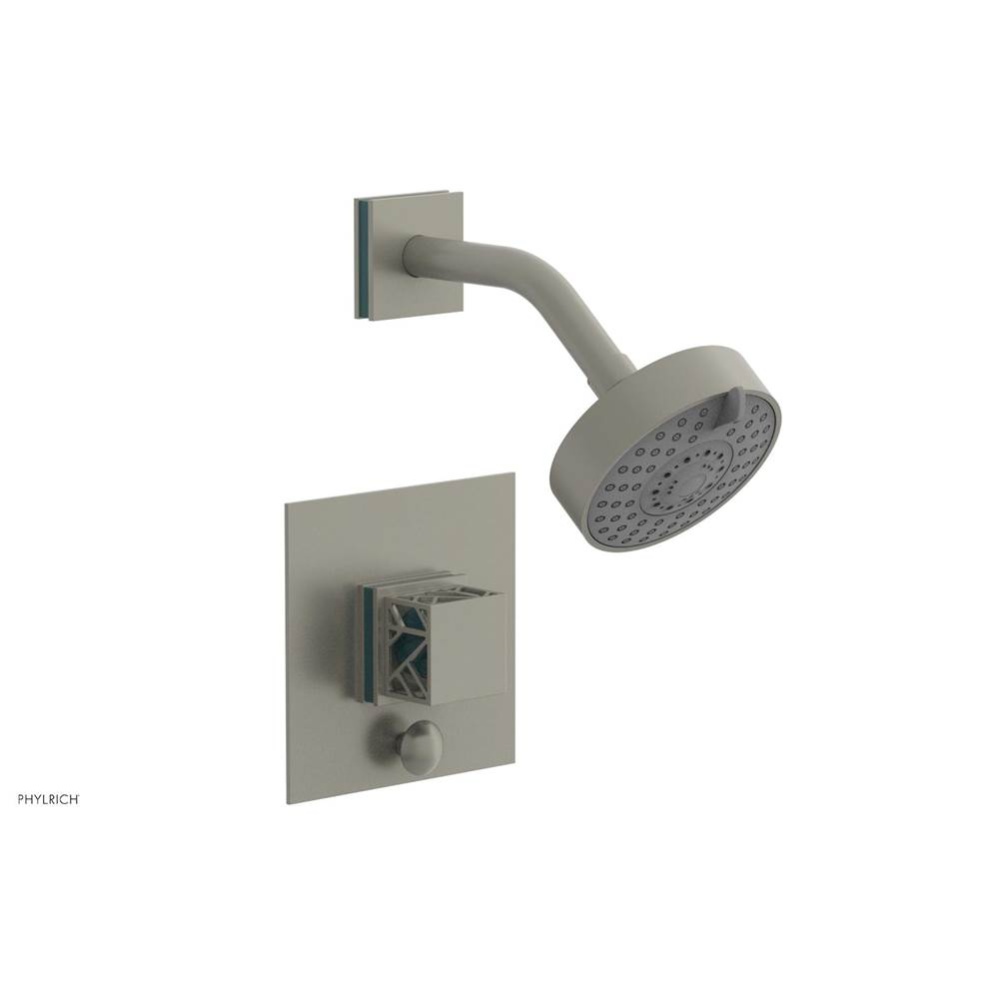 Burnished Nickel Jolie Pressure Balance Shower Set With Square Diverter Trim, Square Cutaway Handl