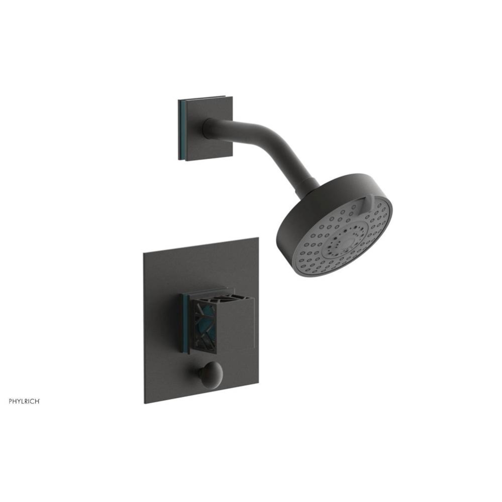 Oil Rubbed Bronze Jolie Pressure Balance Shower Set With Square Diverter Trim, Square Cutaway Hand