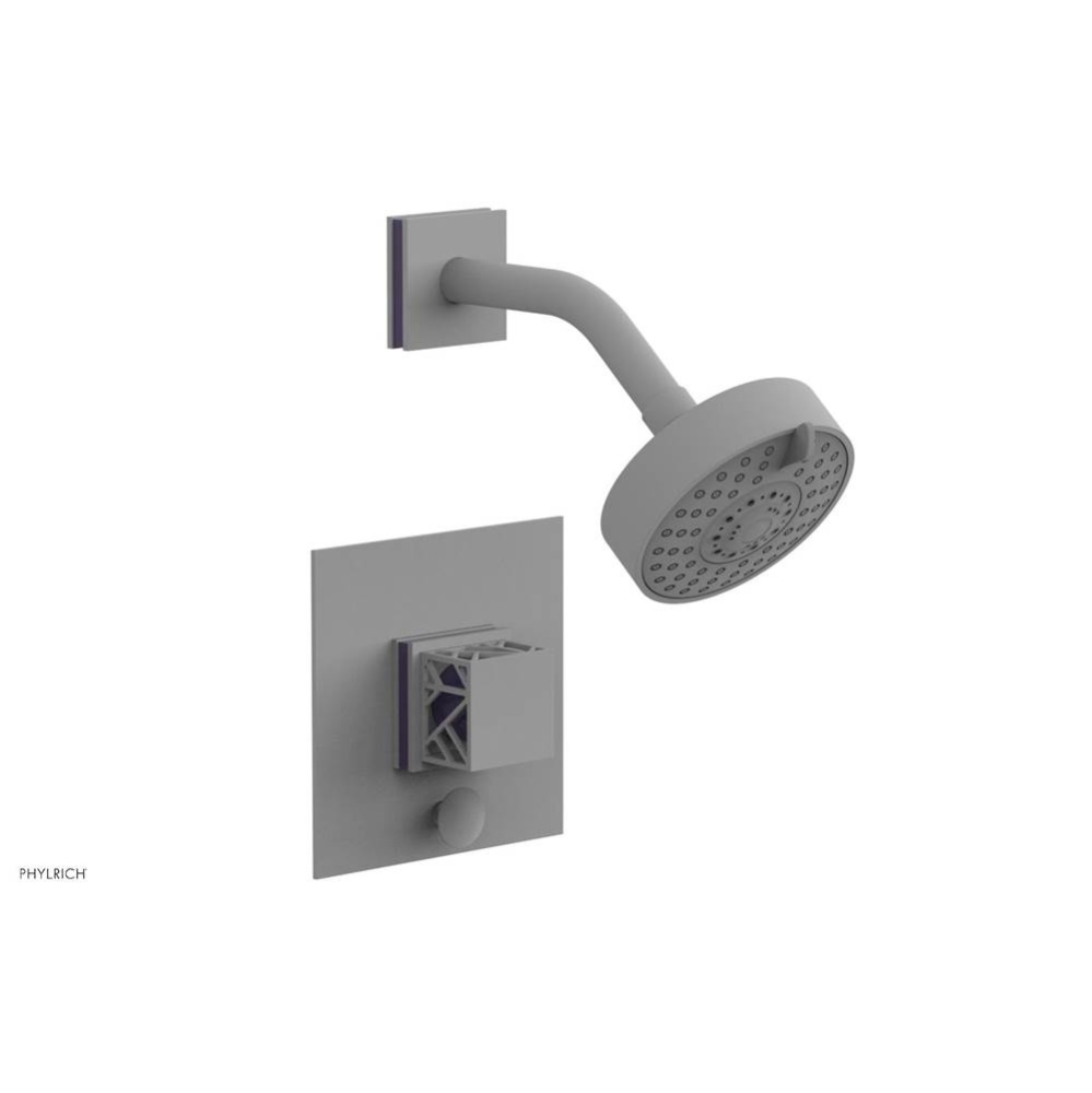 Satin White Jolie Pressure Balance Shower Set With Square Diverter Trim, Square Cutaway Handle, An
