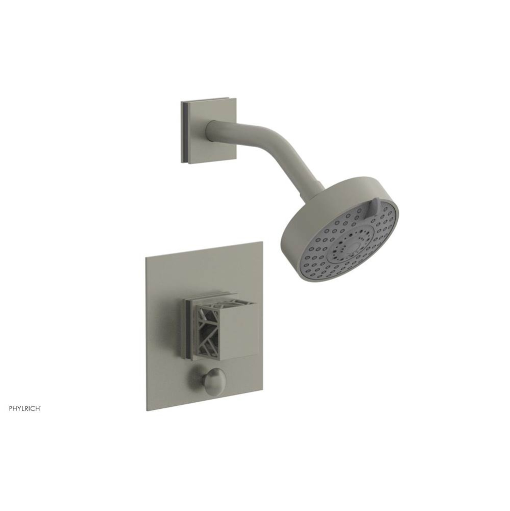 Burnished Nickel Jolie Pressure Balance Shower Set With Square Diverter Trim, Square Cutaway Handl