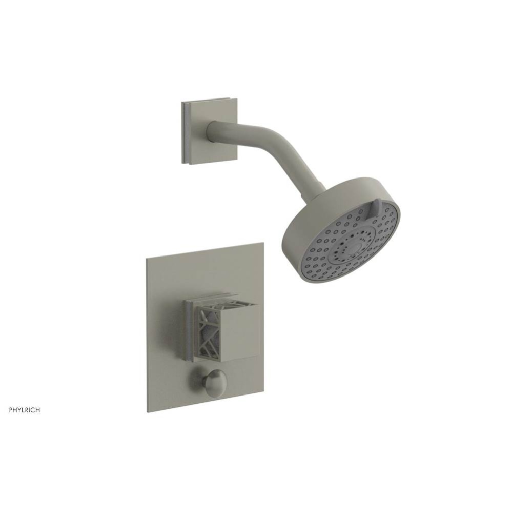 Burnished Nickel Jolie Pressure Balance Shower Set With Square Diverter Trim, Square Cutaway Handl